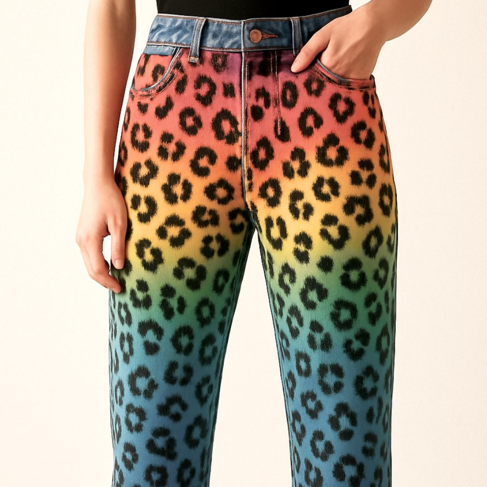 Leopard Print Multicolor Jeans